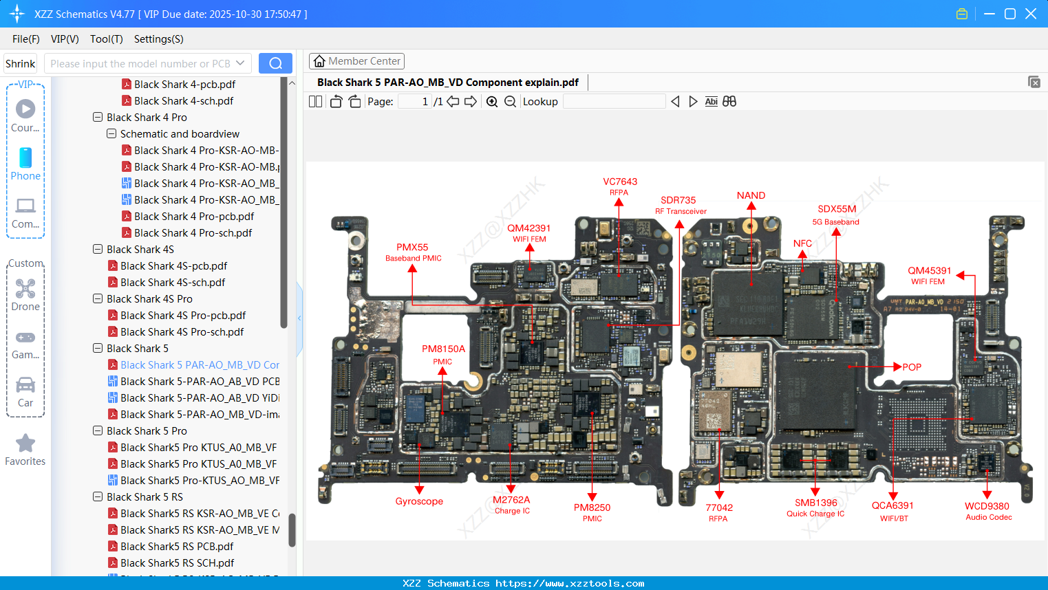 Xiaomi Black Shark 5 PAR-AO_MB_VD Component Explain